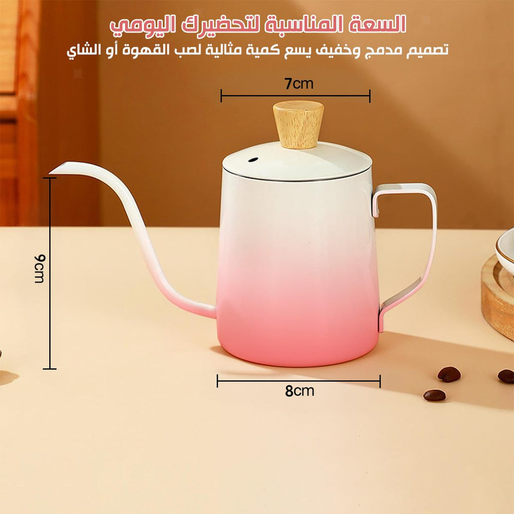 Mini Tea Pot Stainless Steel 350ml With Lid Long Spout Coffee Pour Over Kettle Classic Design For Tea And Coffee Home And Travel (Pink) - image 5