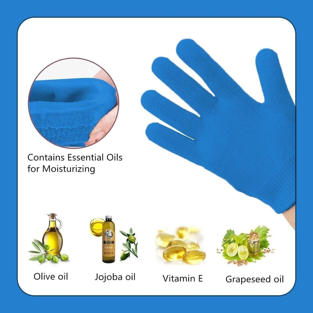 Moisturizing Gloves Spa Gel Hand Mask Soft Smooth in 20 Minutes Jojoba Olive Oil Vitamin E One Size for Daily Hand Care (Dark Blue) - image 4