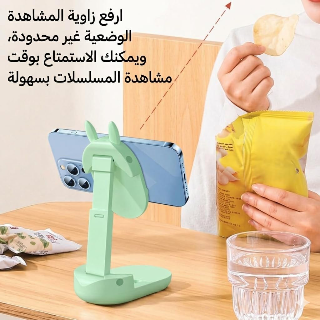 Phone Stand, Adjustable Foldable Desk Mobile Holder for Smartphones and Tablets, Portable Cartoon Stand for Video Calls, Watching, Study, Home and Office, Mint Green - image 3