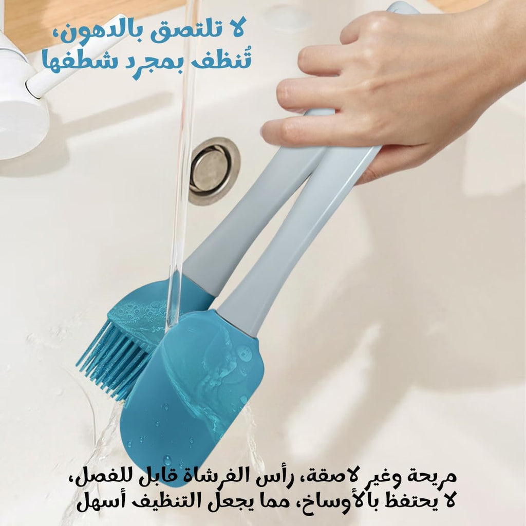 Silicone Cooking Utensils Set 3 Pcs Spatula Whisk Brush Heat Resistant Non Stick Tools for Baking and Cooking with Plastic Handle Kitchen Accessories (Blue) - image 5