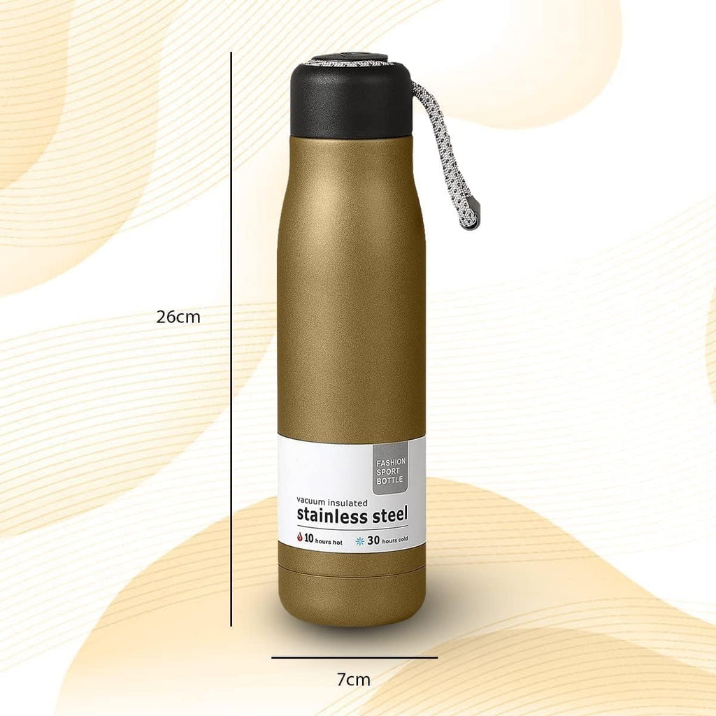 Water Bottle 500ml Stainless Steel Vacuum Insulated Double Wall Leakproof BPA-Free Reusable for Gym School Travel Office Sports (Gold) - image 3
