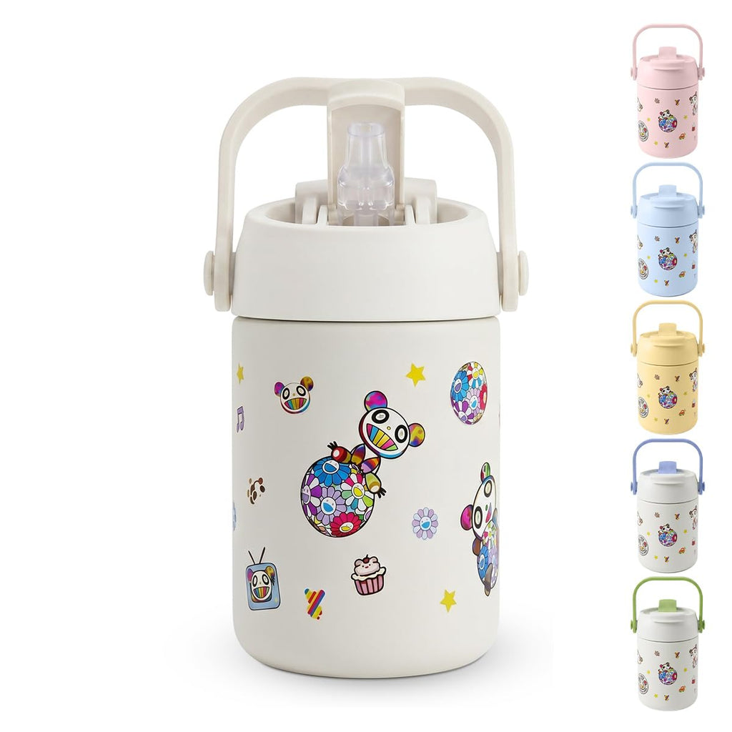 Travel Mug 400ml, Stainless Steel Insulated Tumbler with Straw Lid, Carry Handle and Leak-Resistant Cover for Hot and Cold Drinks, School, Travel and Home, F-1540 (White) - image 1