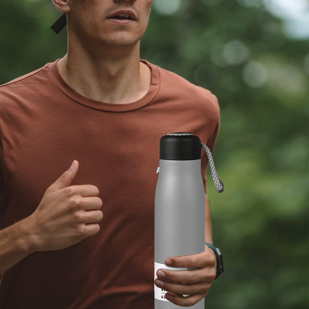 Water Bottle 500ml Stainless Steel Vacuum Insulated Flask, Double-Wall Leak-Proof BPA-Free Reusable for Hot Cold Drinks Sports Travel, Brushed Silver - image 7