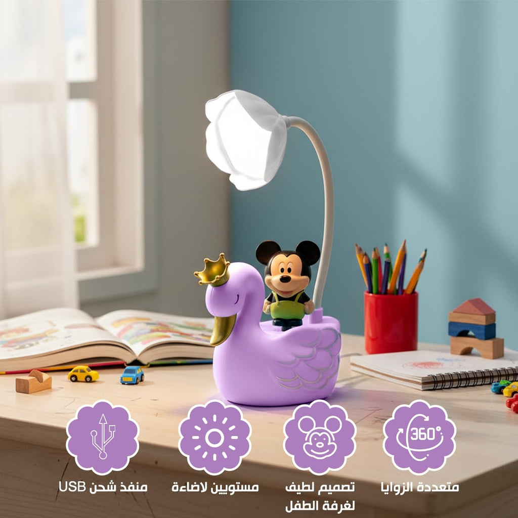 LED Desk Lamp for Study, Adjustable Multi-Angle Foldable Table Light with Power Switch, Comfortable Reading Lamp for Office, Bedroom and Bedside, Purple - image 2