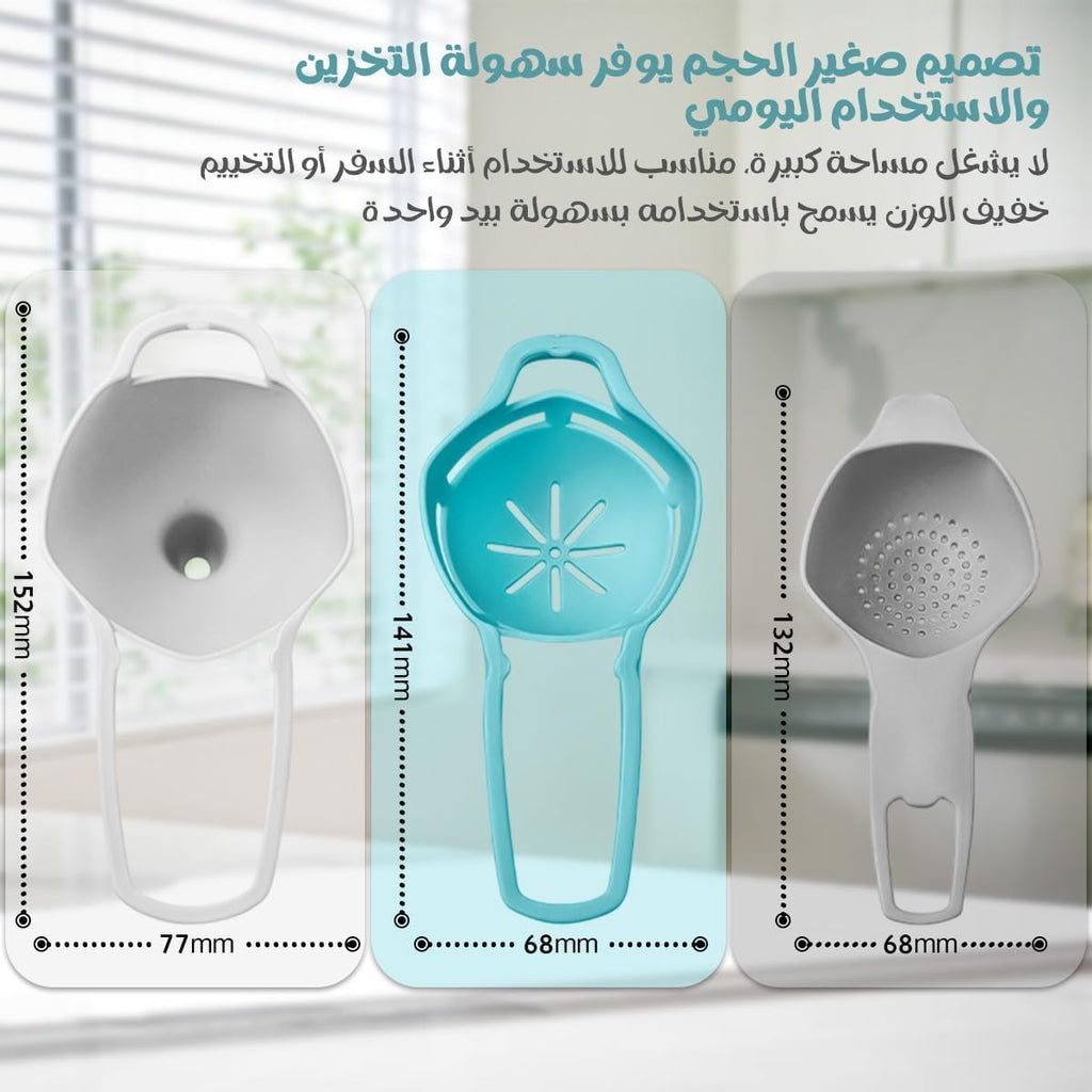 Egg Separator Set, 3-Piece Plastic Egg Yolk and White Divider with Strainer and Funnel for Baking, Cooking, Omelettes and Desserts, (Grey, Light Blue and White) - image 3