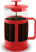 French Press 350 ml, Glass Coffee and Tea Maker with Stainless Steel Filter, Heat-Resistant BPA-Free Manual Coffee Press, Easy to Clean, Red - image 1
