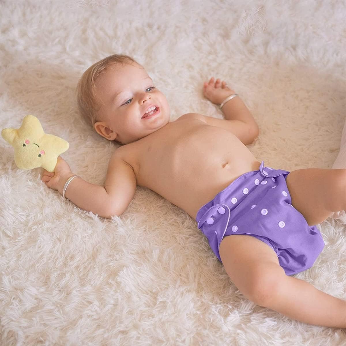 Baby Cloth Diaper – Reusable Baby Adjustable Cotton Pocket Diapers, Washable Nappy, 0-3 Years Soft Waterproof & Breathable Insert Friendly for Newborn Infant Toddler (Purple) - image 5