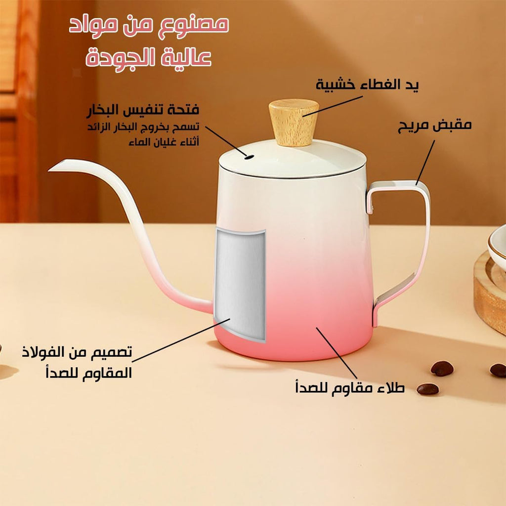 Mini Tea Pot 350ml, Stainless Steel Pour Over Kettle with Lid and Long Narrow Spout for Coffee, Tea, Home, Office and Travel (Pink) - image 4