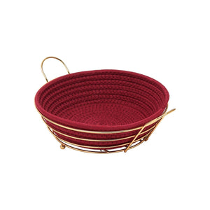Bread Basket with Linen Liner, Metal Wire Storage Basket for Bread Loaf Rolls Muffins Cakes, Table Serving Food Basket