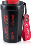 Coffee Cup with Lid Leak proof, Thermal coffee mug 380 ml, Double Wall Stainless Steel Insulated Travel Mug for Hot or Cold Drinks (Black) - image 1