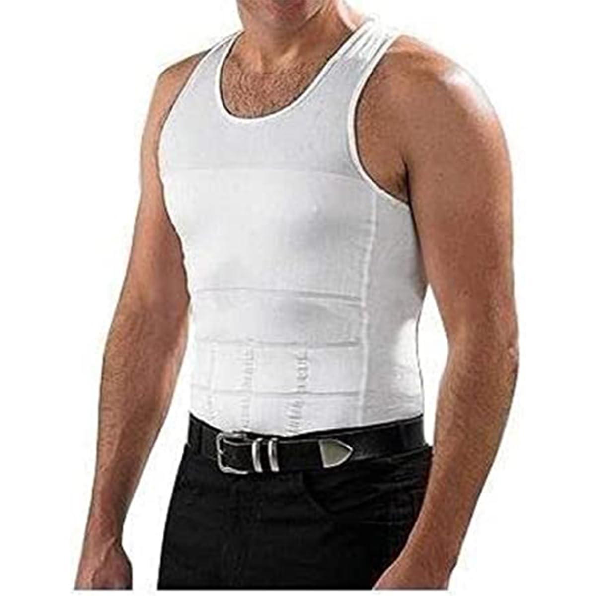 slim n lift slimming shirt for men, Under Shirt For Men, Men's Slimming Underwear Body Shaper Vest for a Trimmed Waistline and Defined Physique (1, White, S) - image 7