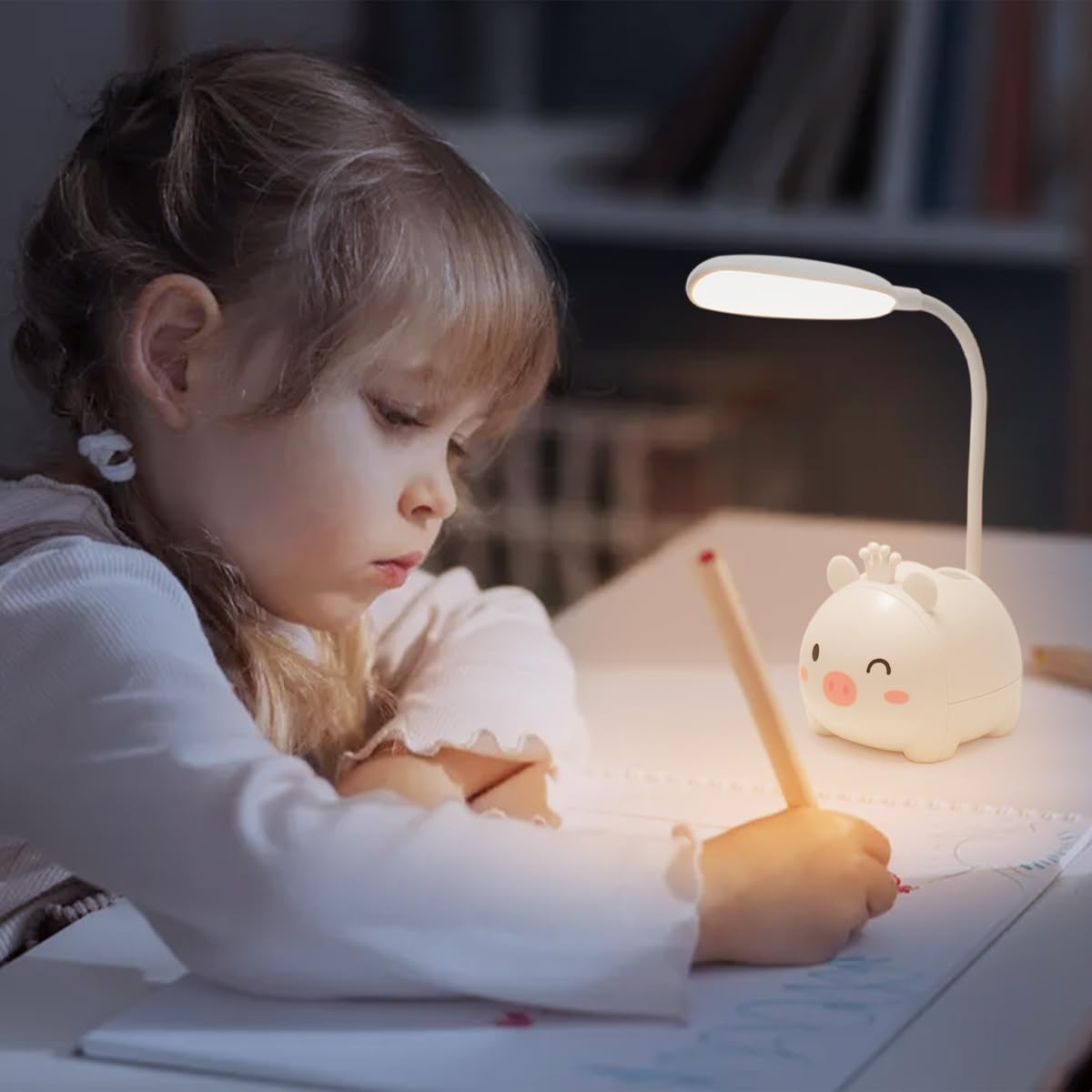 Desk Lamp LED, USB-Powered Foldable Table Light with Adjustable Angle, Portable Reading and Study Lamp for Home, Office, Bedroom and Workspace (White) - image 7