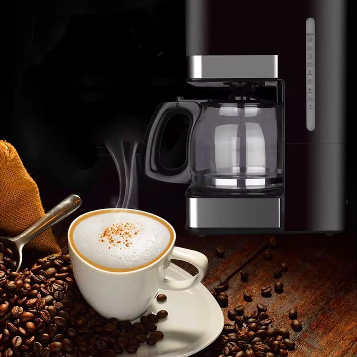 Coffee Maker 10-12 Cup, 800W Drip Coffee Machine with Glass Carafe, Permanent Filter, Non-Stick Warming Plate, Water Level Indicator and Illuminated Switch, KA3024 - image 7