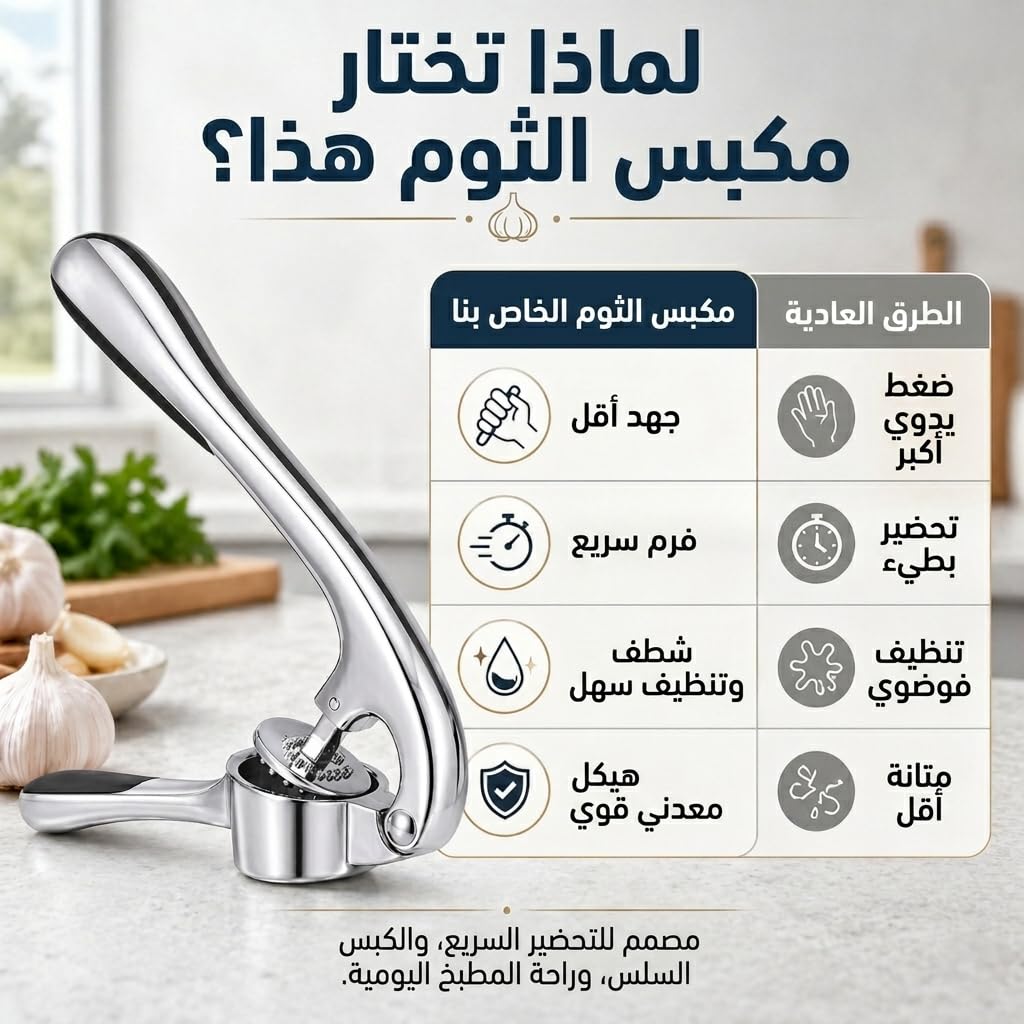 Garlic Press, Stainless Steel Manual Garlic Crusher with Ergonomic Handle, Easy-Clean Kitchen Mincer for Cloves, Ginger and Food Preparation, Silver, XD-81 - image 4