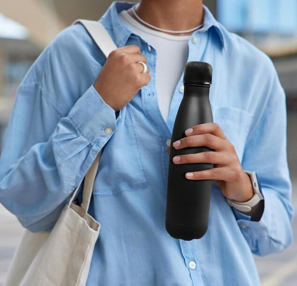 Stainless Steel Water Bottle 500ml, Double-Wall Vacuum Insulated 18/8 Flask with Leak-Resistant Lid, BPA-Free Travel Bottle for Hot and Cold Drinks, Black - image 6