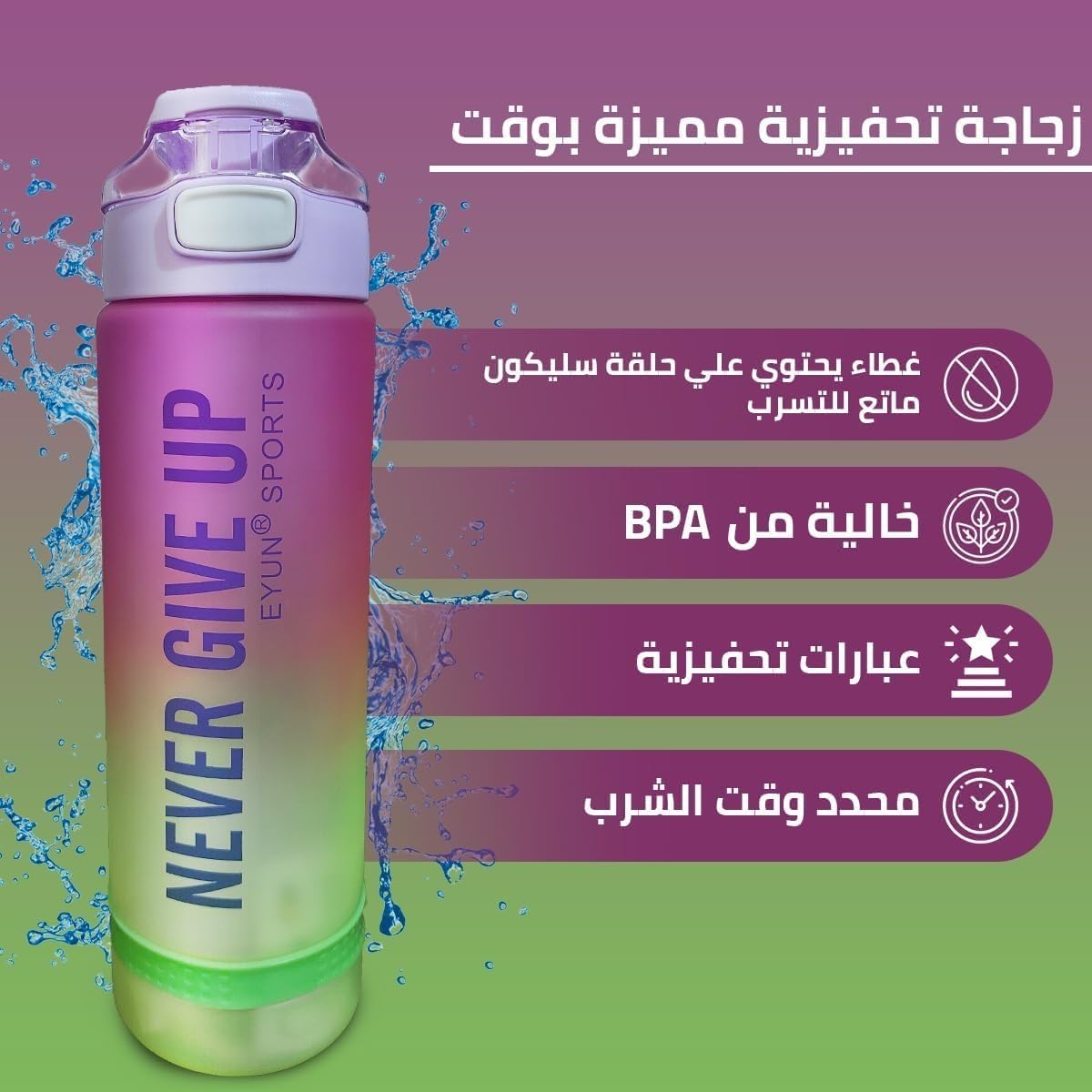 Water Bottle 1L with Handle, Vacuum Insulated Double Wall Leakproof BPA-Free Sports Flask for Hot and Cold Drinks, Gym, Travel, Office and Outdoor Use (Pink & Green) - image 2