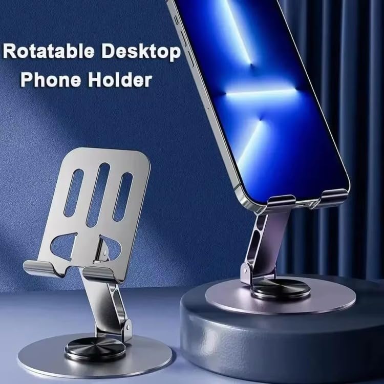 Phone Stand Adjustable 360° Rotating Desk Holder, Foldable Metal Mobile Stand with Secure Grip, Portable Universal Phone Holder for Smartphone and Tablet, ZM-0116 (Purple) - image 2