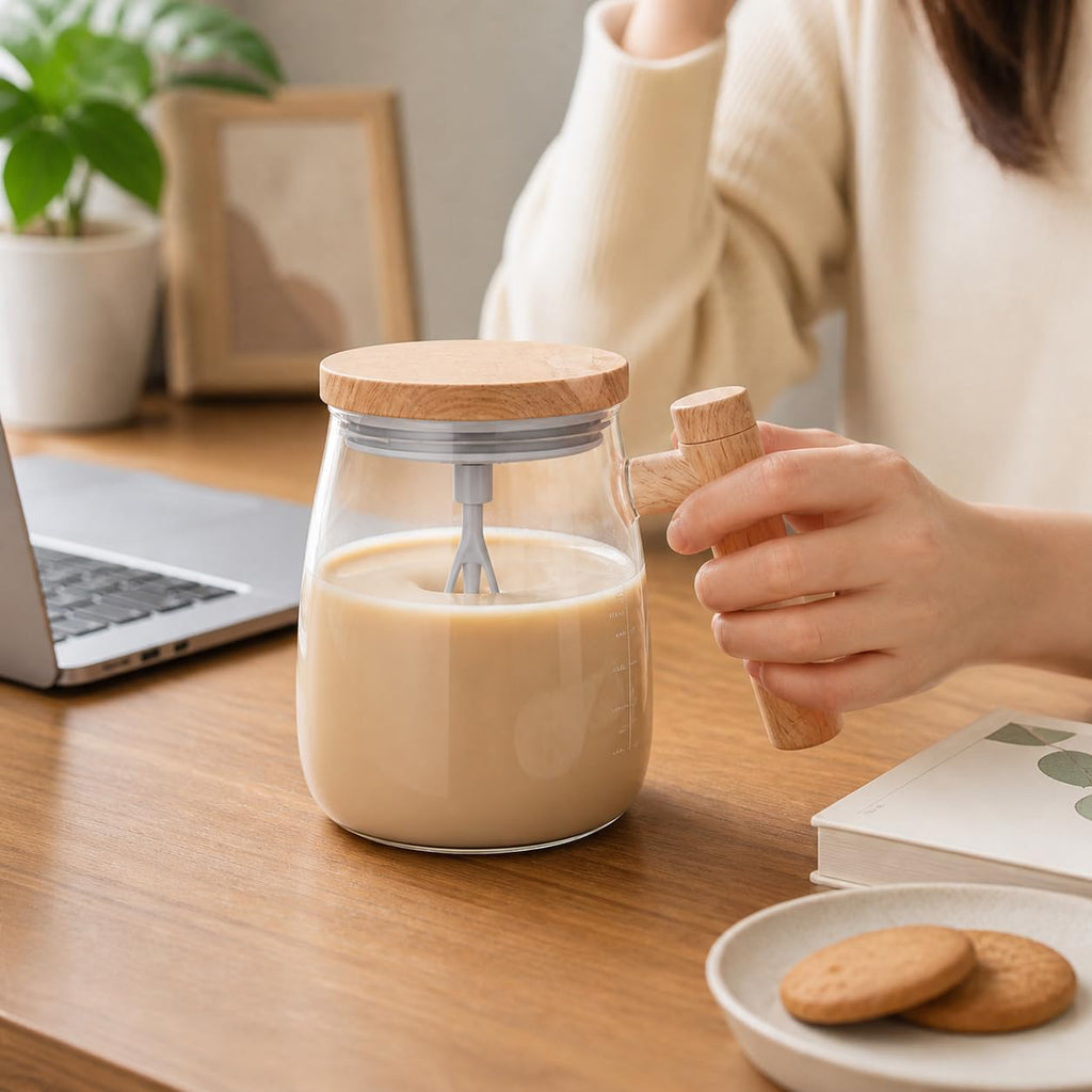 Self Stirring Mug 400ml Automatic Mixing Cup, Electric Coffee Mug with Lid High Borosilicate Glass Portable for Home Office Travel Gym - image 7