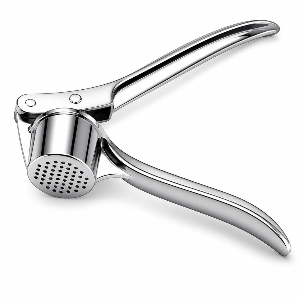 Garlic Press, Stainless Steel Manual Crusher and Mincer with Ergonomic Handle for Garlic Cloves, Compact Easy-Clean Kitchen Tool, Silver, XD-71 - image 1