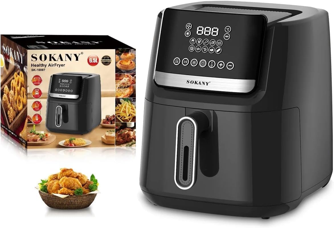 Air Fryer 6.5L 1800W, Sokany Digital Oil-Free Cooker with Adjustable Temperature and Timer, Hot Air Circulation, Easy-Clean Basket, Non-Slip Base and Overheat Protection, SK-10007 - image 1