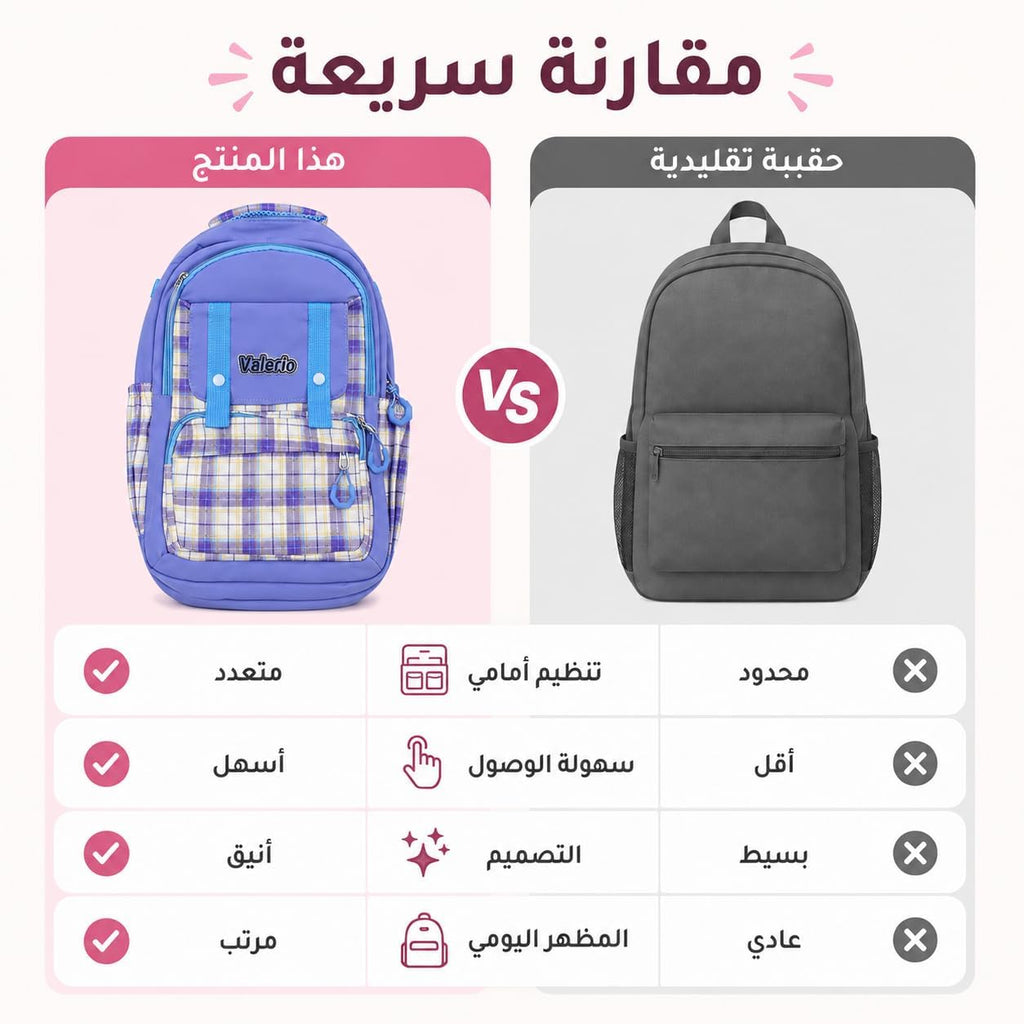 School Backpack for Nursery and Travel, Multi-Pocket Student Bookbag with Multiple Compartments, Front Pockets and Practical Everyday Size, Plaid - image 4