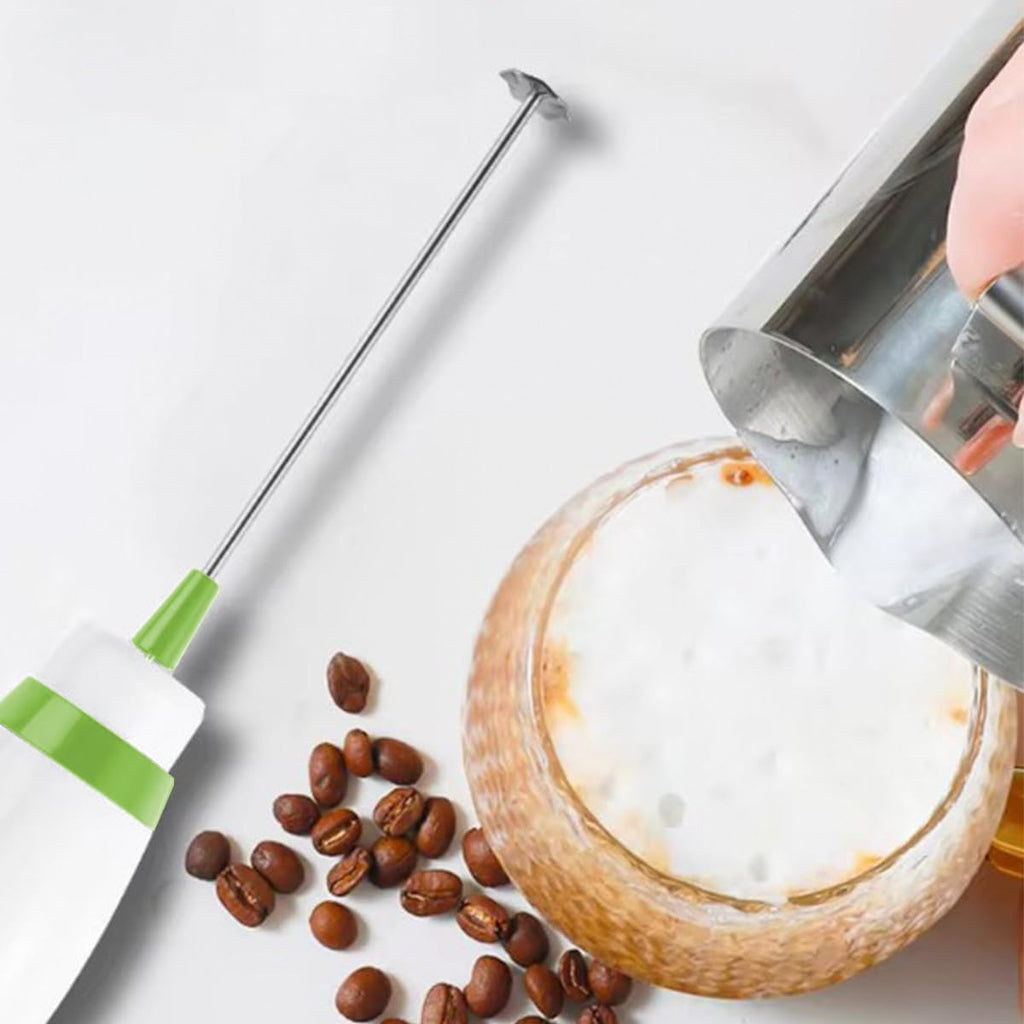 Milk Frother Handheld 25W, Corded Electric Coffee Mixer with 80ml Measuring Cup and Stainless Steel Whisk for Cappuccino, Latte and Hot Chocolate, KA3069 (Green) - image 7
