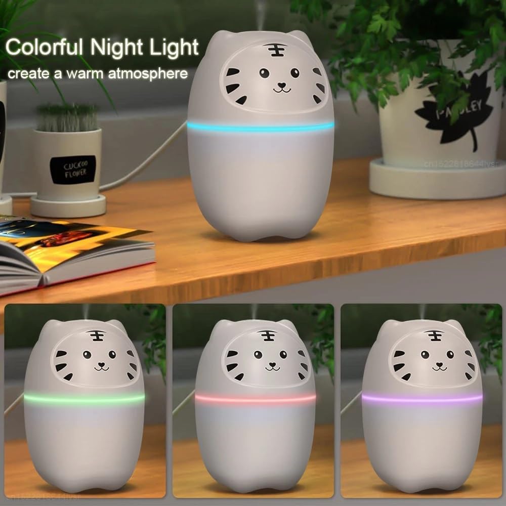 Humidifier Mini Portable 220ML USB Air Humidifier Aroma Oil Diffuser with Night Light, Quiet Mist for Home Office Car Bedroom, Blue - image 2