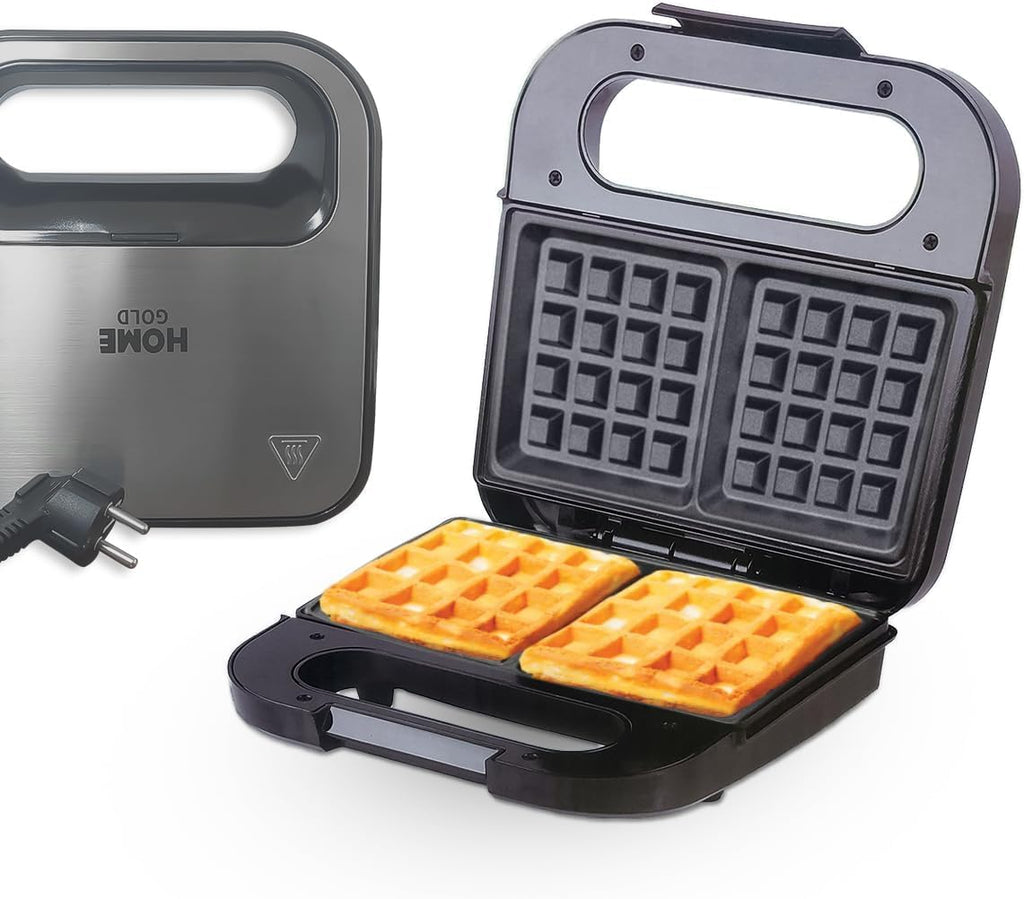 Waffle Maker 800W, Electric Non-Stick Plates with Double-Sided Heating, LED Indicator, Clip-Fastening Lid, Cool-Touch Handle and Vertical Storage for Home Breakfast, 2023-9 (Black) - image 1