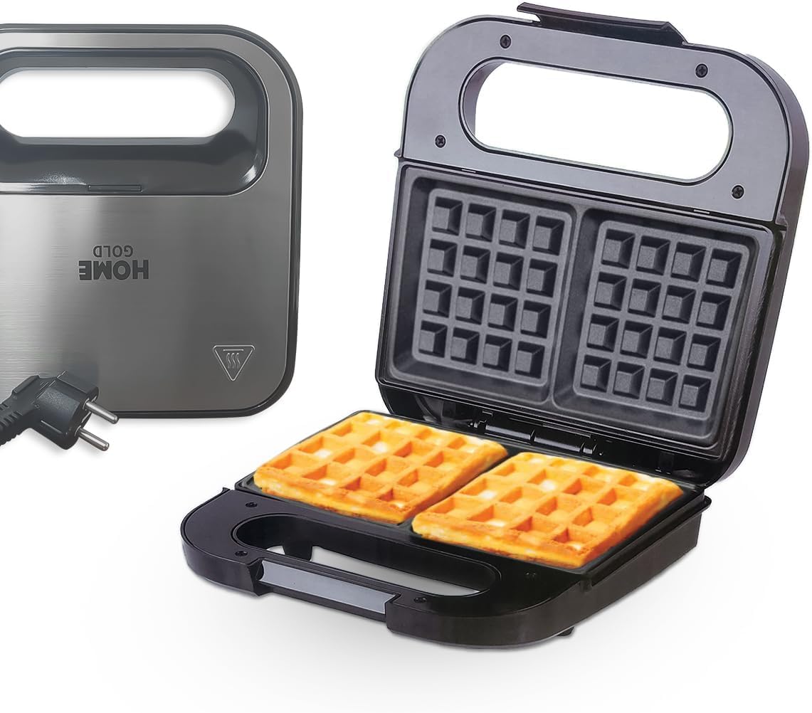Waffle Maker 800W, Electric Non-Stick Plates with Double-Sided Heating, LED Indicator, Clip-Fastening Lid, Cool-Touch Handle and Vertical Storage for Home Breakfast, 2023-9 (Black) - image 1