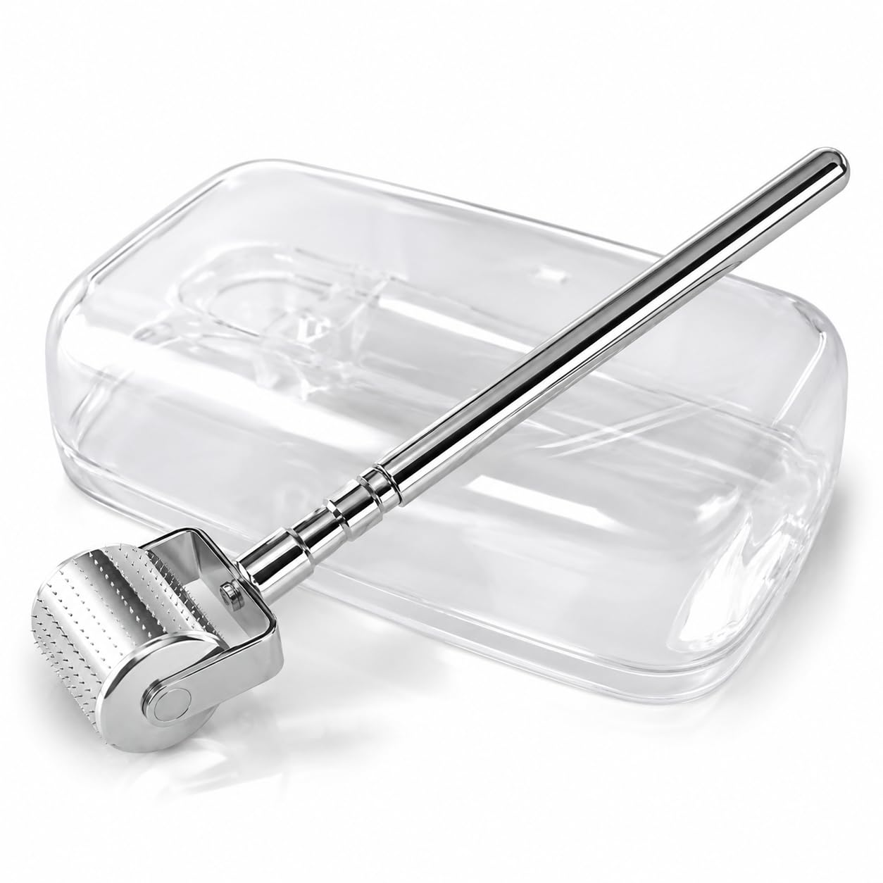 Derma Roller Microneedling Kit, 540 Titanium Micro Needles for Face and Body, Manual Cosmetic Skin Care Tool for Men and Women (Silver, 1.0) - image 1