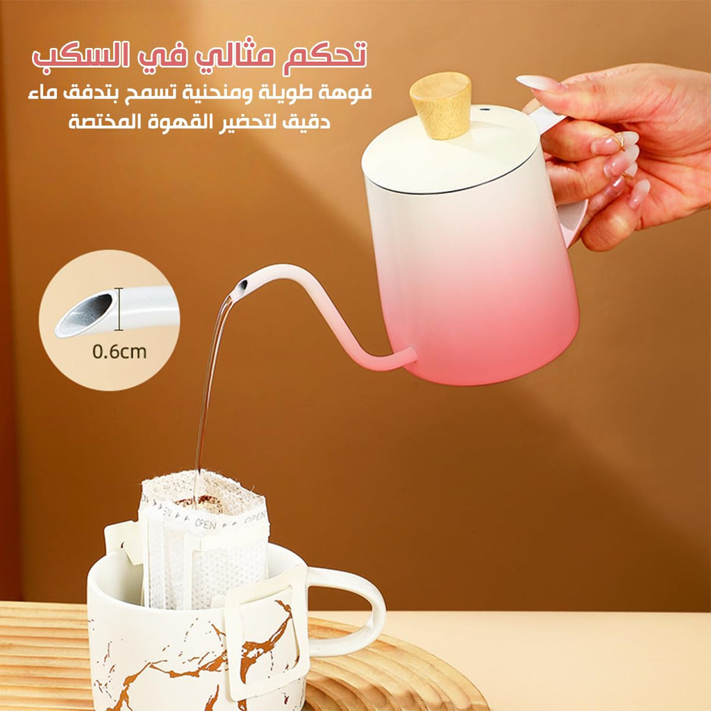 Mini Tea Pot Stainless Steel 350ml With Lid Long Spout Coffee Pour Over Kettle Classic Design For Tea And Coffee Home And Travel (Pink) - image 4