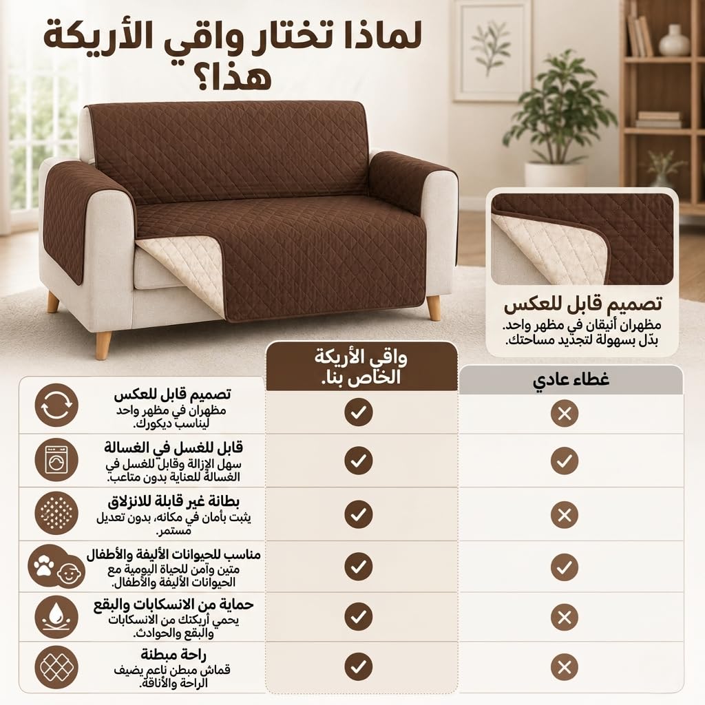 Sofa Cover 2 Seater, Reversible Furniture Protector for Kids and Pets, Couch Slipcover for Living Room, Helps Reduce Mess and Wear, SB-279 - image 4
