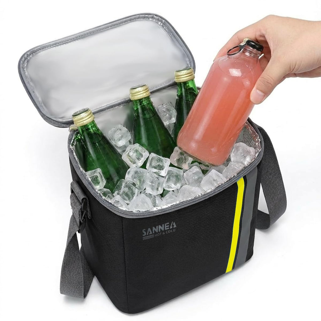 Insulated Lunch Bag 8L, Thermal Cooler Tote with Leak-Resistant Lining for Hot and Cold Meals, Reusable Lunch Box Carrier for Work, School, Picnic and Travel, BB-569, Black/Yellow - image 1