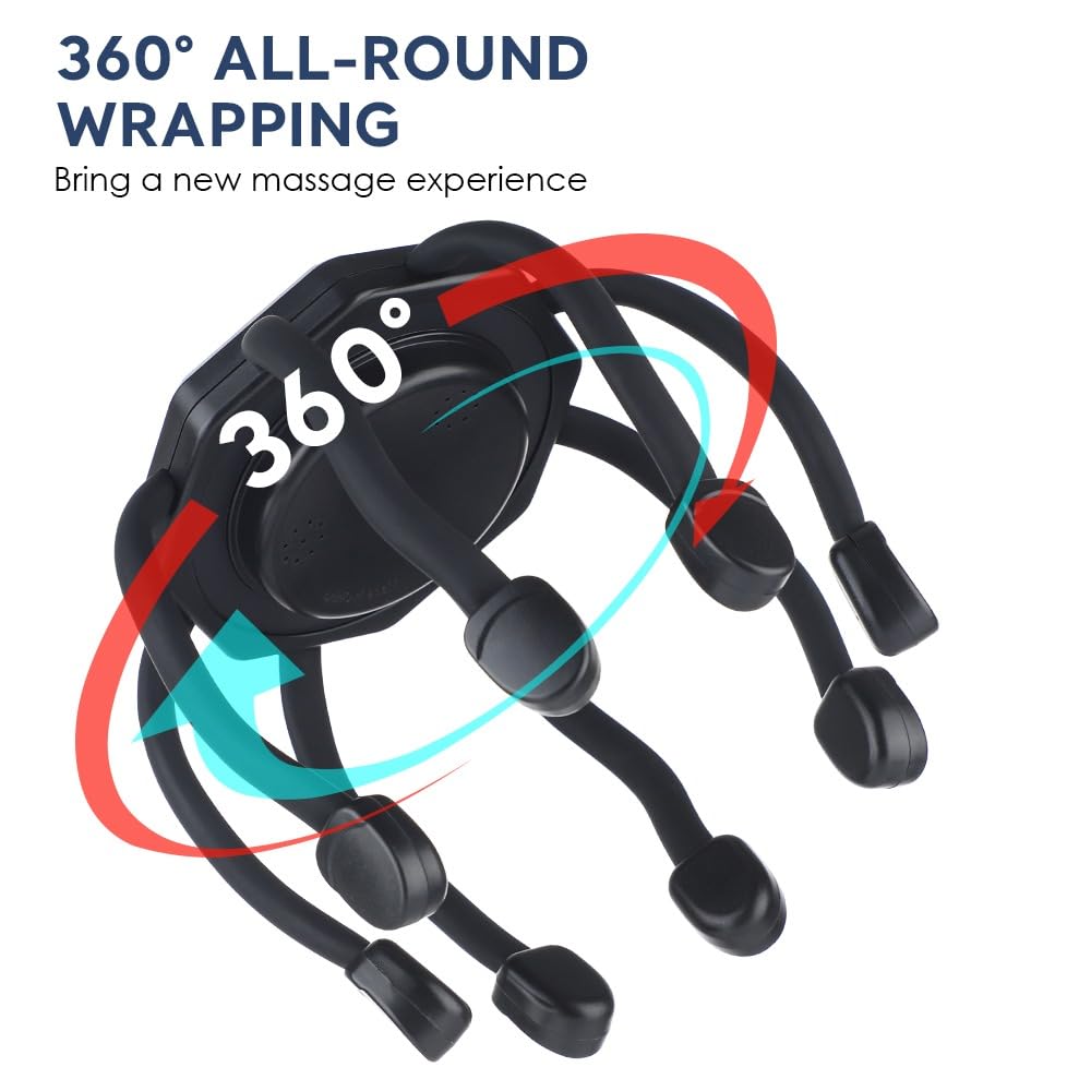 Electric Head Massager, Scalp Massage Tool with 3 Vibration Modes and 8 Flexible Claws, Lightweight ABS Portable Head Scratcher for Home, Office and Travel, LM-080 (Black) - image 4