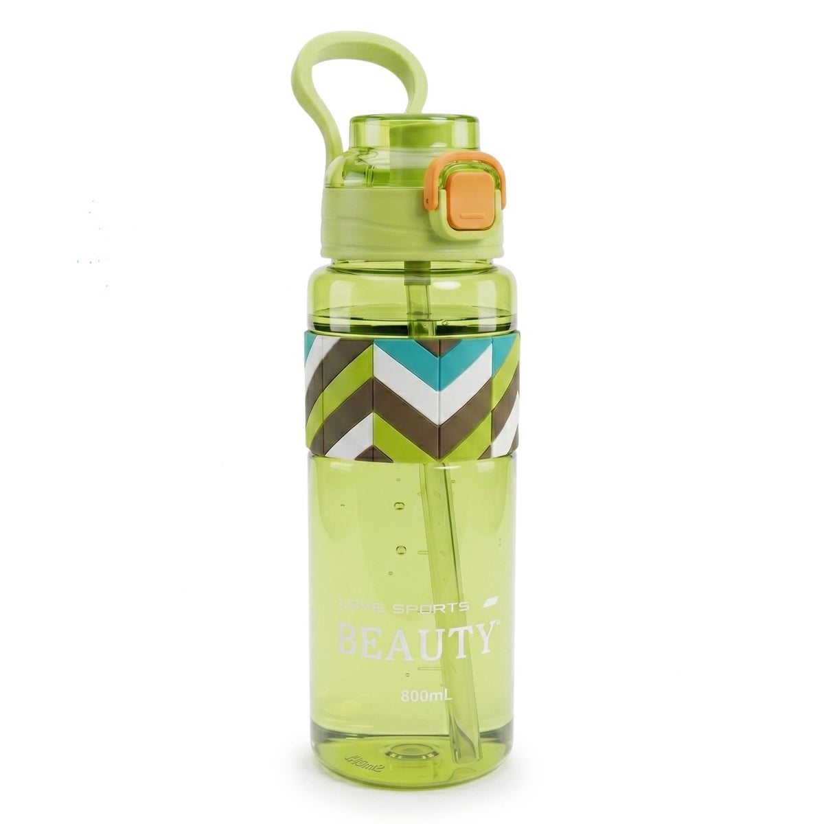 Sports Water Bottle 800ml with Carry Handle, BPA-Free Leak-Resistant Plastic Drinking Bottle for Gym, Fitness, School, Office, Travel and Outdoor Use, FL-1312, Green - image 1
