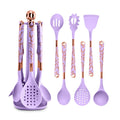 Cooking Utensil Set 7 Pcs, Silicone Kitchen Tools with Holder, Heat-Resistant Non-Stick Cookware Accessories for Mixing, Stirring, Serving and Frying, Purple - image 1