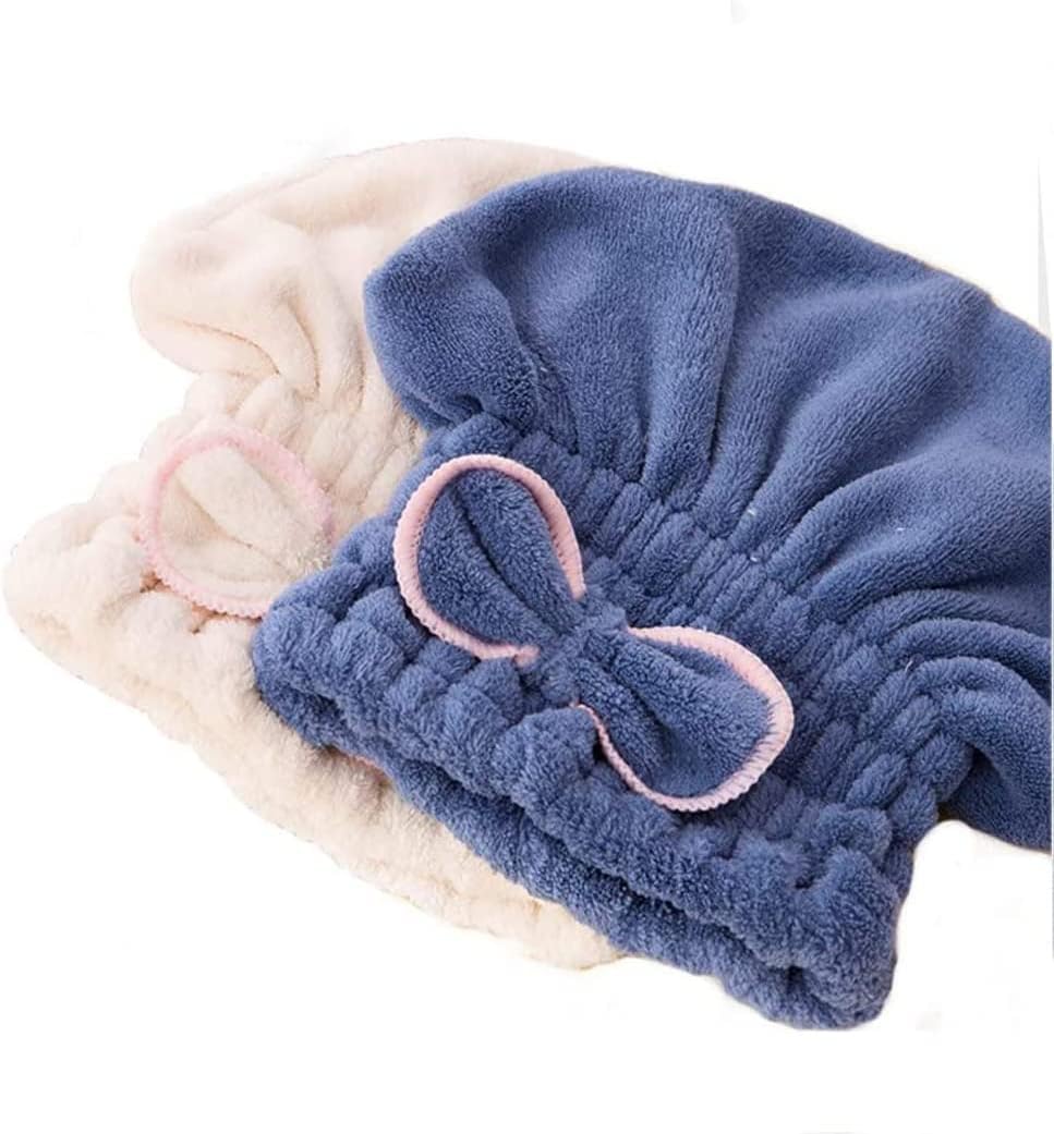 Microfiber Hair Towel Wrap 2 Pack, Quick-Dry Absorbent Turban Caps for Wet, Curly and Long Hair, Lightweight Striped Head Towels, Multicolour - image 7