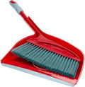 Broom and Dustpan Set, Long-Handle Upright Floor Sweeper with ABS Plastic Pan for Home, Kitchen, Office and Balcony Cleaning (Red, C130016) - image 1