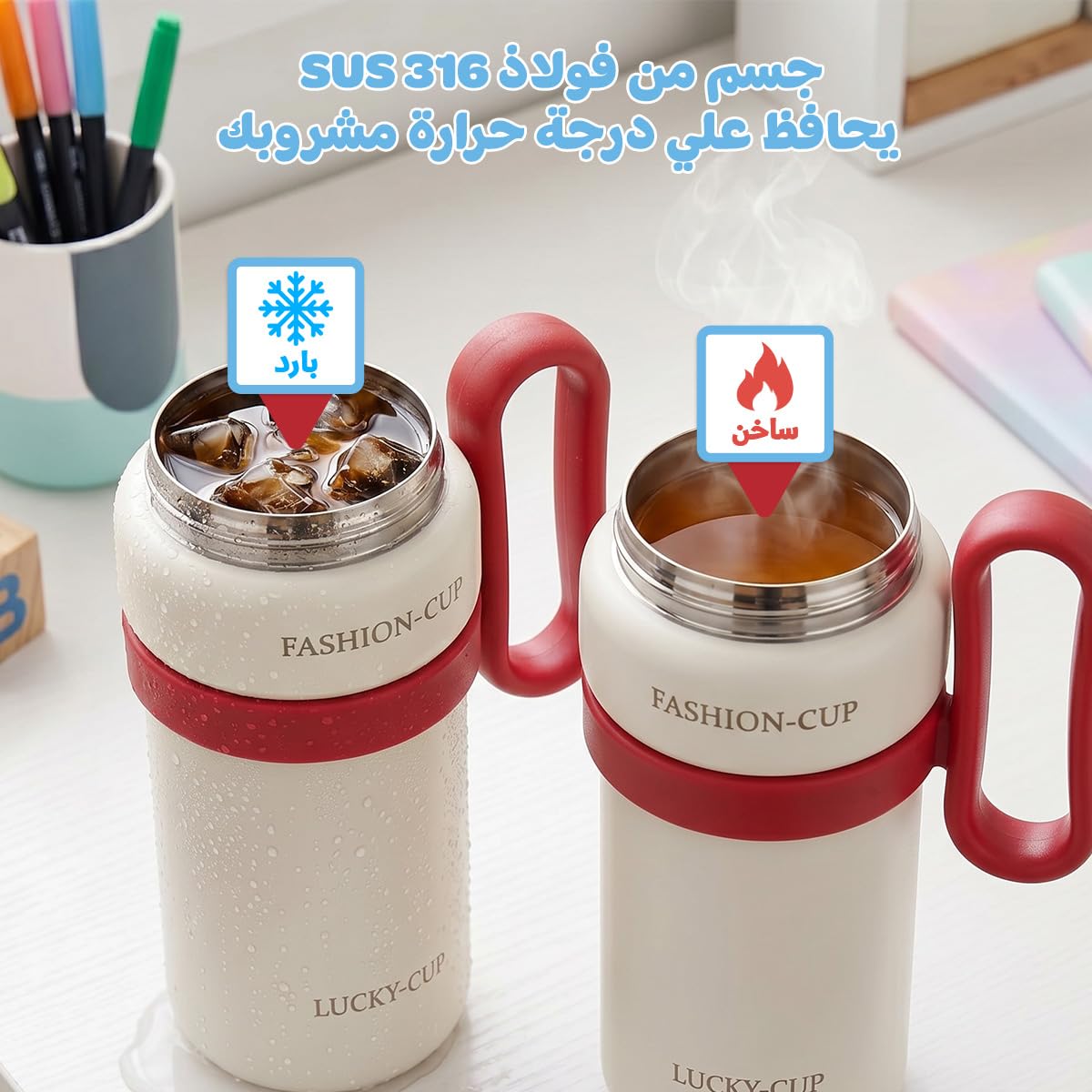 Travel Mug 900 ml, Vacuum Insulated Stainless Steel Tumbler with Handle and Straw Lid, Leakproof Reusable Cup for Hot and Cold Drinks, Office, Car, Gym and Travel, F-1544, White - image 5