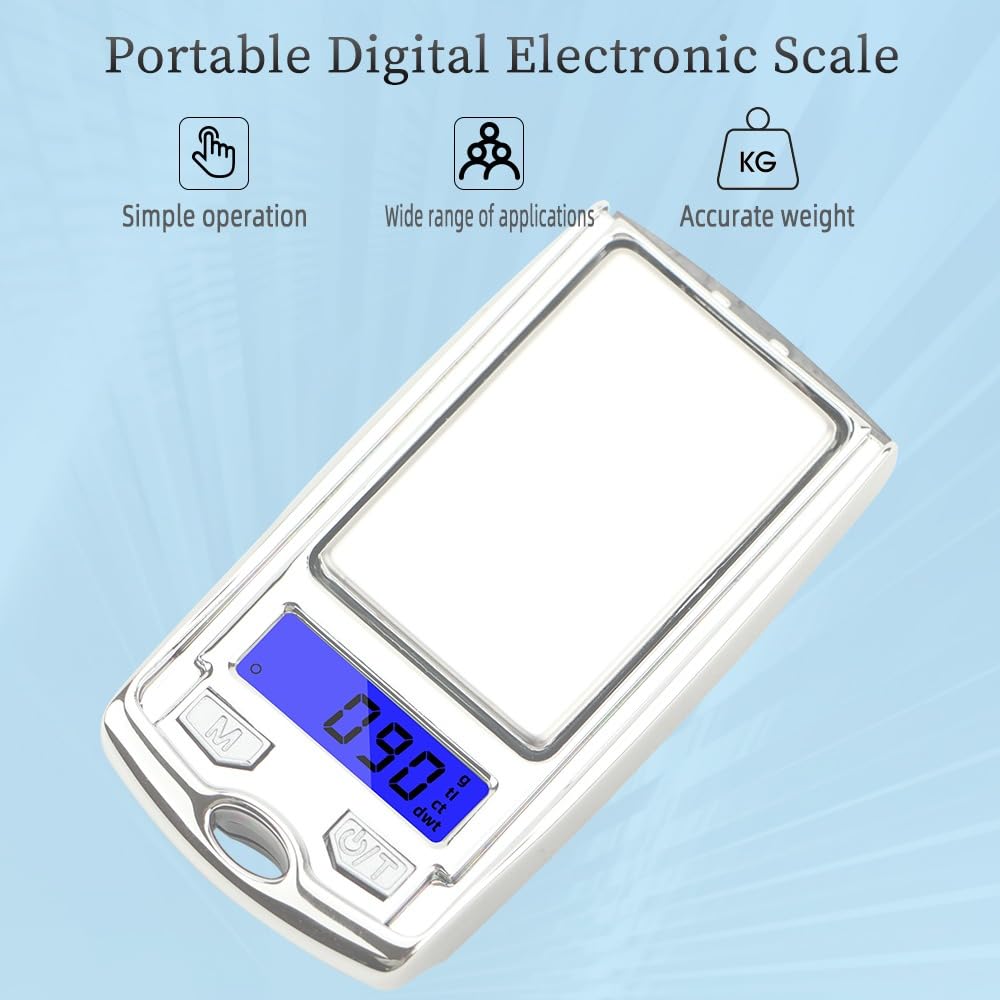 Digital Pocket Scale 200g x 0.01g, Mini Precision Jewelry Scale with Protective Cover for Gold, Silver, Diamonds, Coins and Small Items, Black and Silver - image 2