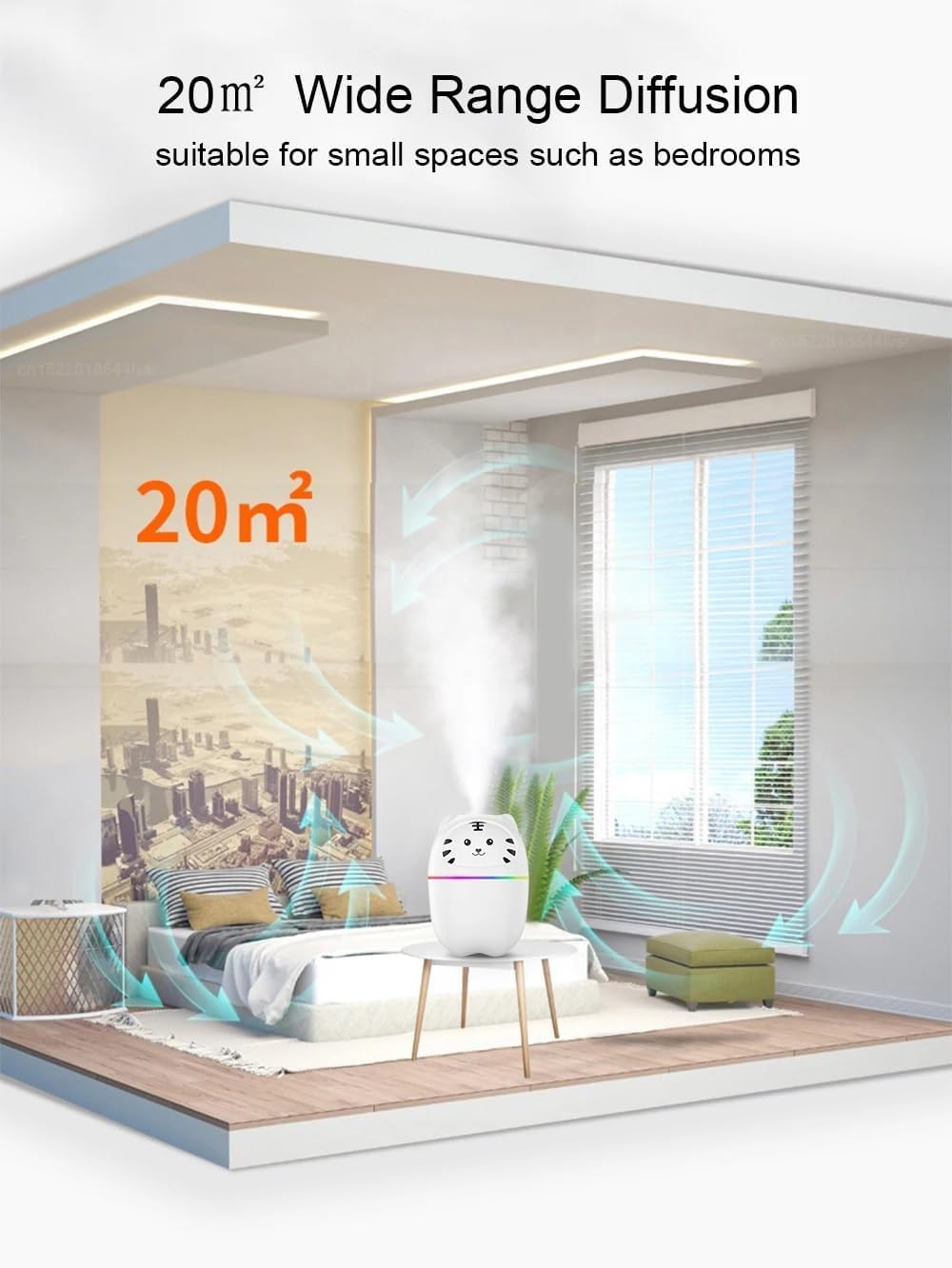Mini Humidifier 220ml Portable Aroma Oil Diffuser Cool Mist Night Light USB Auto Shutoff for Home Office Car Bedroom Blue - image 4