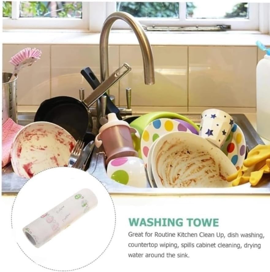 Wipes Roll – Reusable Heavy Duty Lint Free Kitchen Cleaning Cloths, Extra Absorbent Washable Towels For Home Use, 50 Pcs (White, Mushroom) - image 4