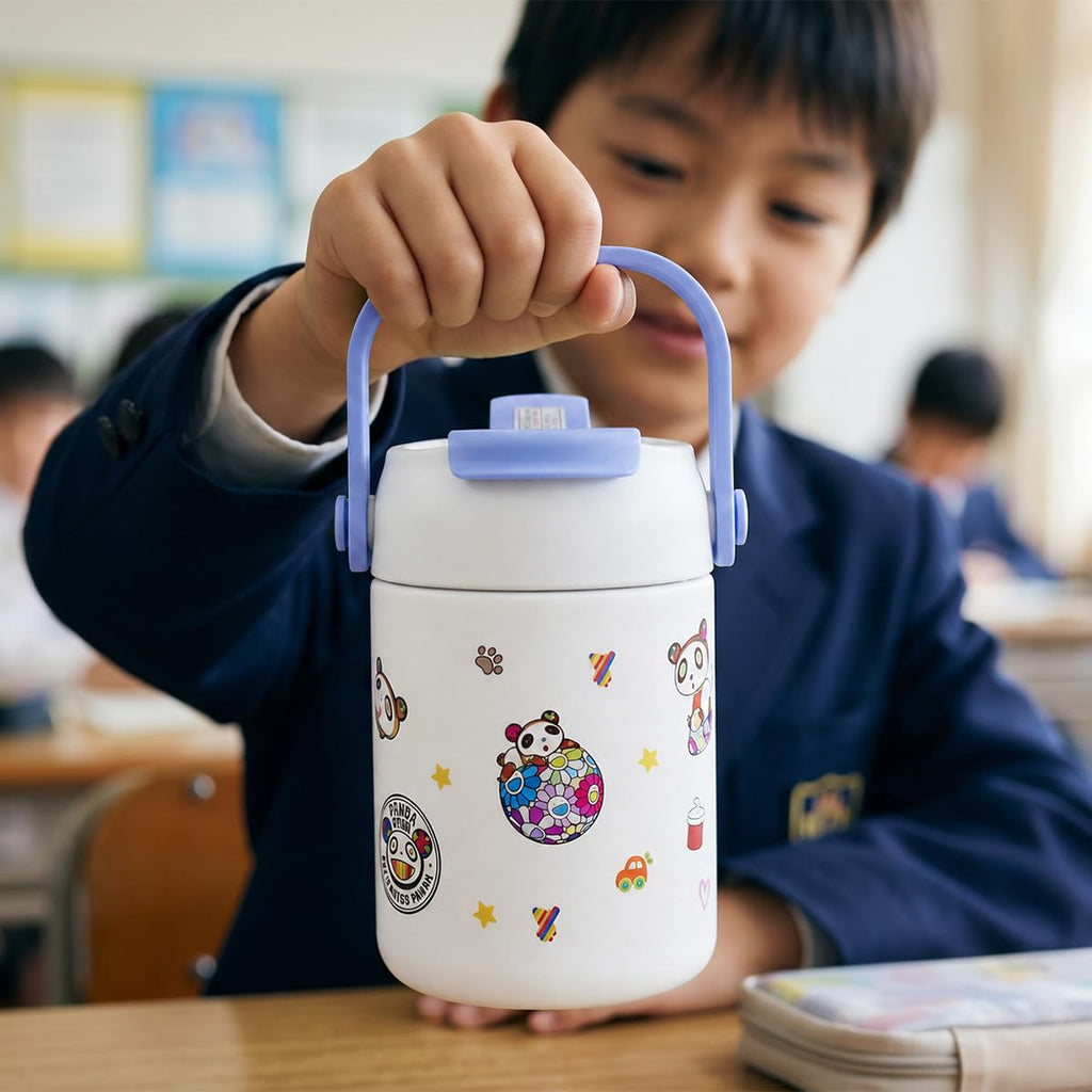 Cup with Straw Lid 400ml Stainless Steel Insulated Water Bottle, Carry Handle, Leak-Proof for Hot and Cold Drinks, School Travel Home F-1540 (Blue) - image 7