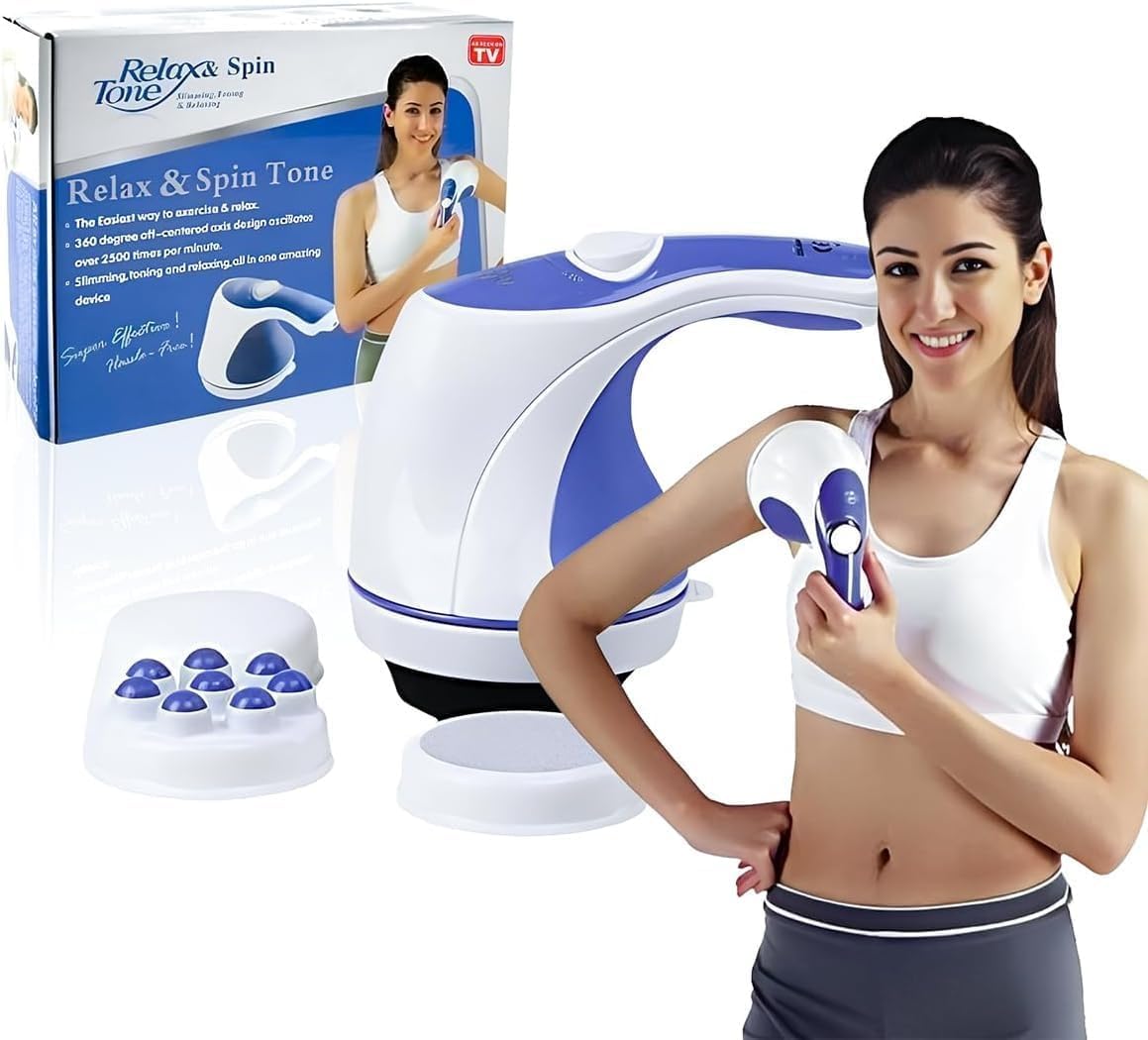 Body Massager, Handheld Vibration Massage Device with Rotating Head for Back, Neck, Shoulders, Arms, Waist and Legs, Home Relaxation Tool, White - image 1