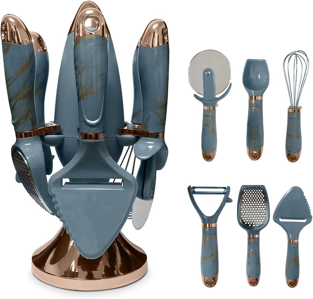 Kitchen Utensils Set, 7 Pcs Stainless Steel Cooking Tools with Holder, Whisk and Grater, BPA-Free, Easy to Clean Multifunctional Kitchenware (Grey) - image 1