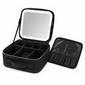 Makeup Bag with LED Mirror, Portable Cosmetic Case with 3 Light Modes, Adjustable Compartments and Water-Resistant ABS Storage Organizer for Women, Home and Travel, X-494, Black - image 1