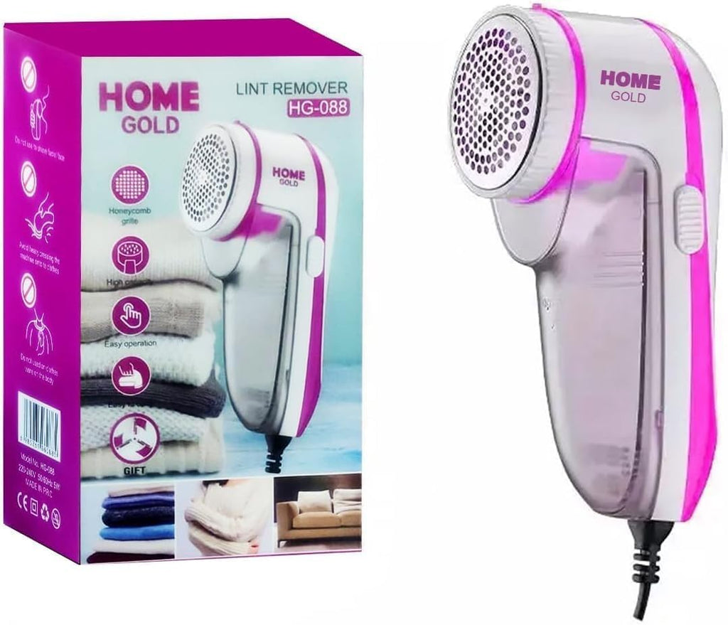 Lint Remover for Clothes, Fabric Shaver with Honeycomb Mesh, Visible Lint Container and Ergonomic Handle for Sweaters, Coats, Blankets and Furniture, Pink and White, HG-088 - image 1