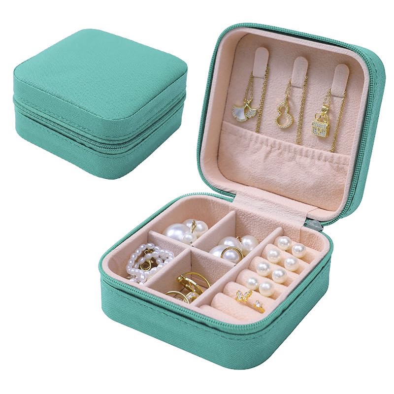 Jewelry Box Organizer, Portable Mini Travel Case with Multi-Compartment Storage for Rings, Earrings, Necklaces and Bracelets, Blue - image 1