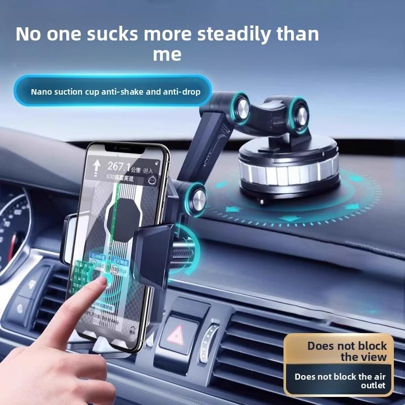 Car Phone Holder - Universal 360 Degree Strong Suction Cell Phone Holder Dashboard & Windshield, GPS Smart Phone Stand Car Mount, Safe & Stable, JX-601 - image 2