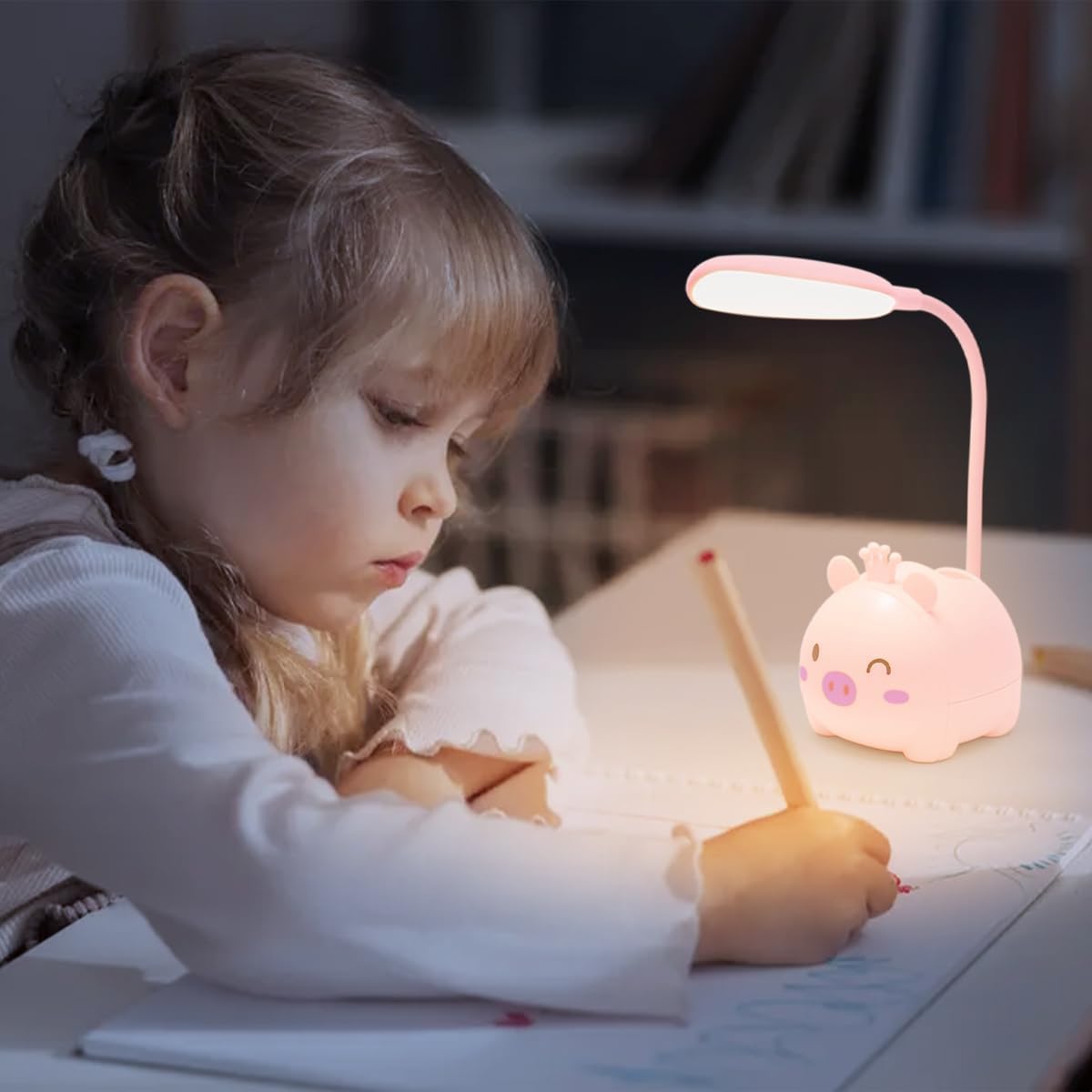 Desk Lamp, Foldable Portable Adjustable Table Reading Light for Study, Home, Office and Bedside, Compact Modern Plastic Design (Pink) - image 7